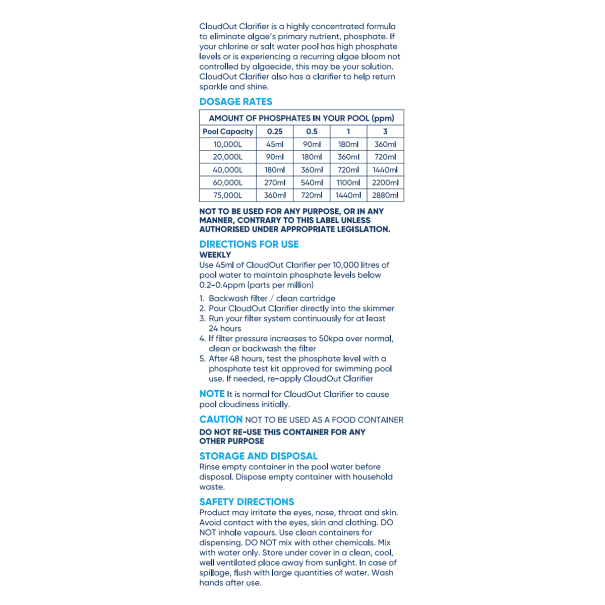 Hy-Clor 1L CloudOut Pool Clarifier