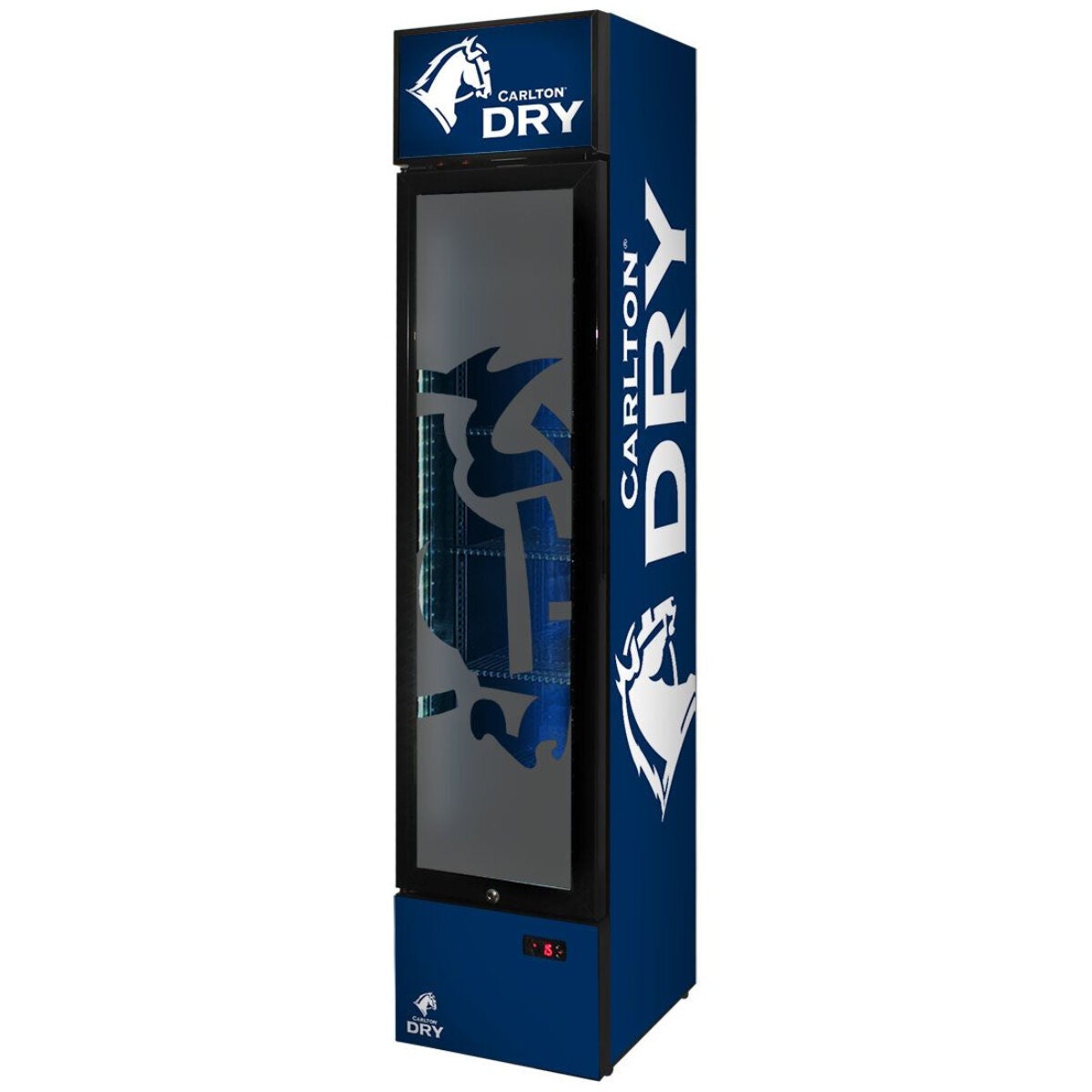 Schmick 160L Carlton Dry Licensed Skinny Upright Bar Fridge - 9 Star, Lockable - SS-P160-DRY