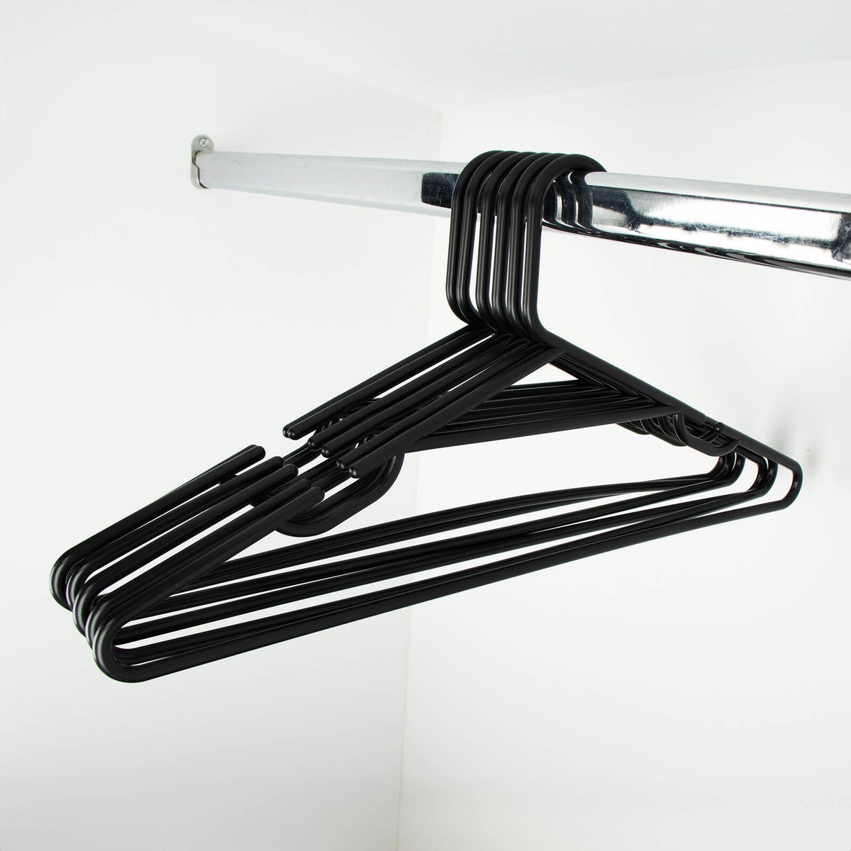 All Set Black Plastic Tube Clothes Hangers - 10 Pack - 445mm x 215mm - Anti-Slip Notches