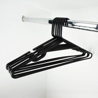 All Set Black Plastic Tube Clothes Hangers - 10 Pack - 445mm x 215mm - Anti-Slip Notches