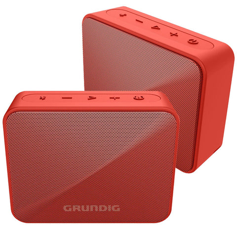 Grundig SOLO Bluetooth speaker two pack, red - IPX5 water resistant, hands-free calls - GLR7751-2PK