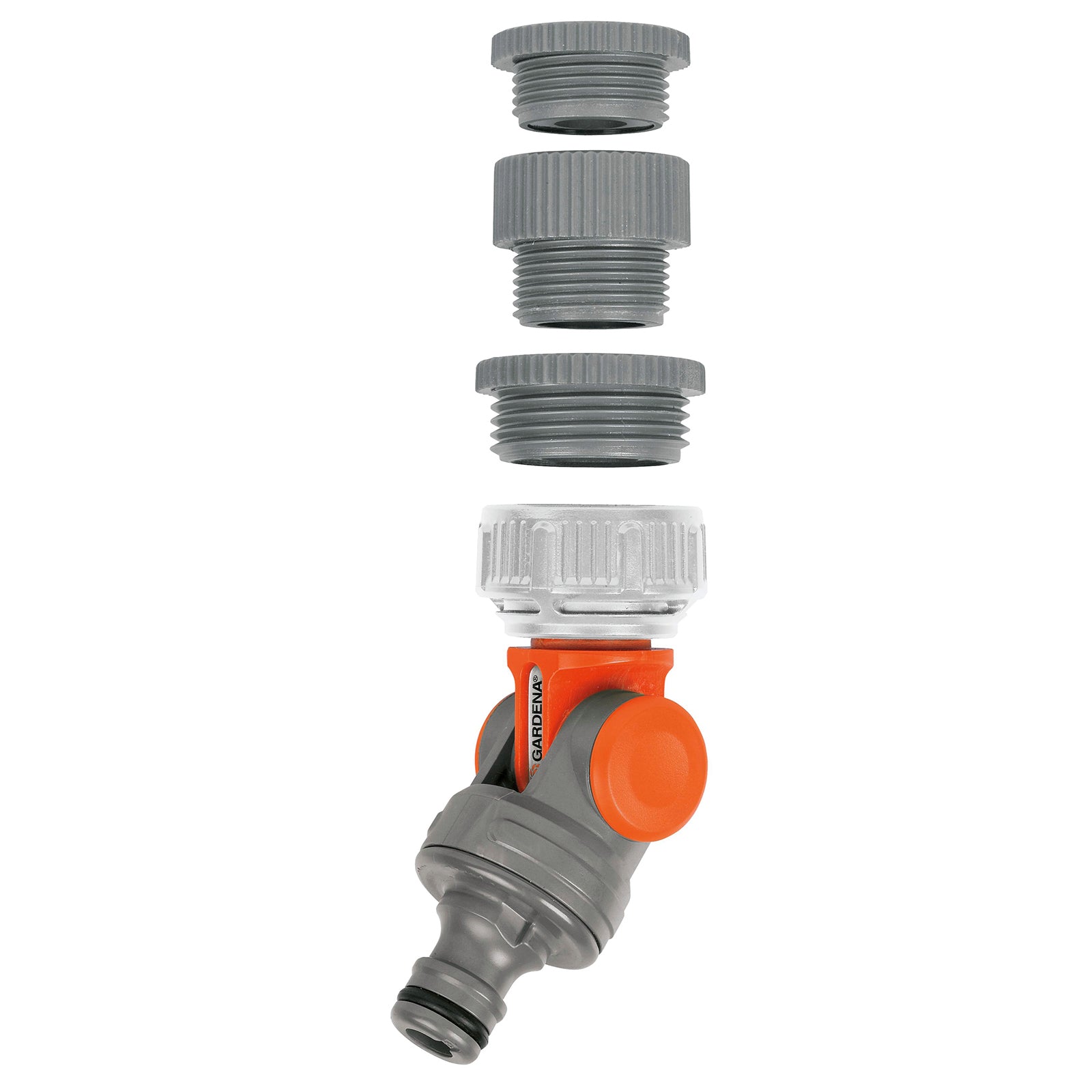 GARDENA 13mm Angled Swivel Tap Connector - High Grade Plastic