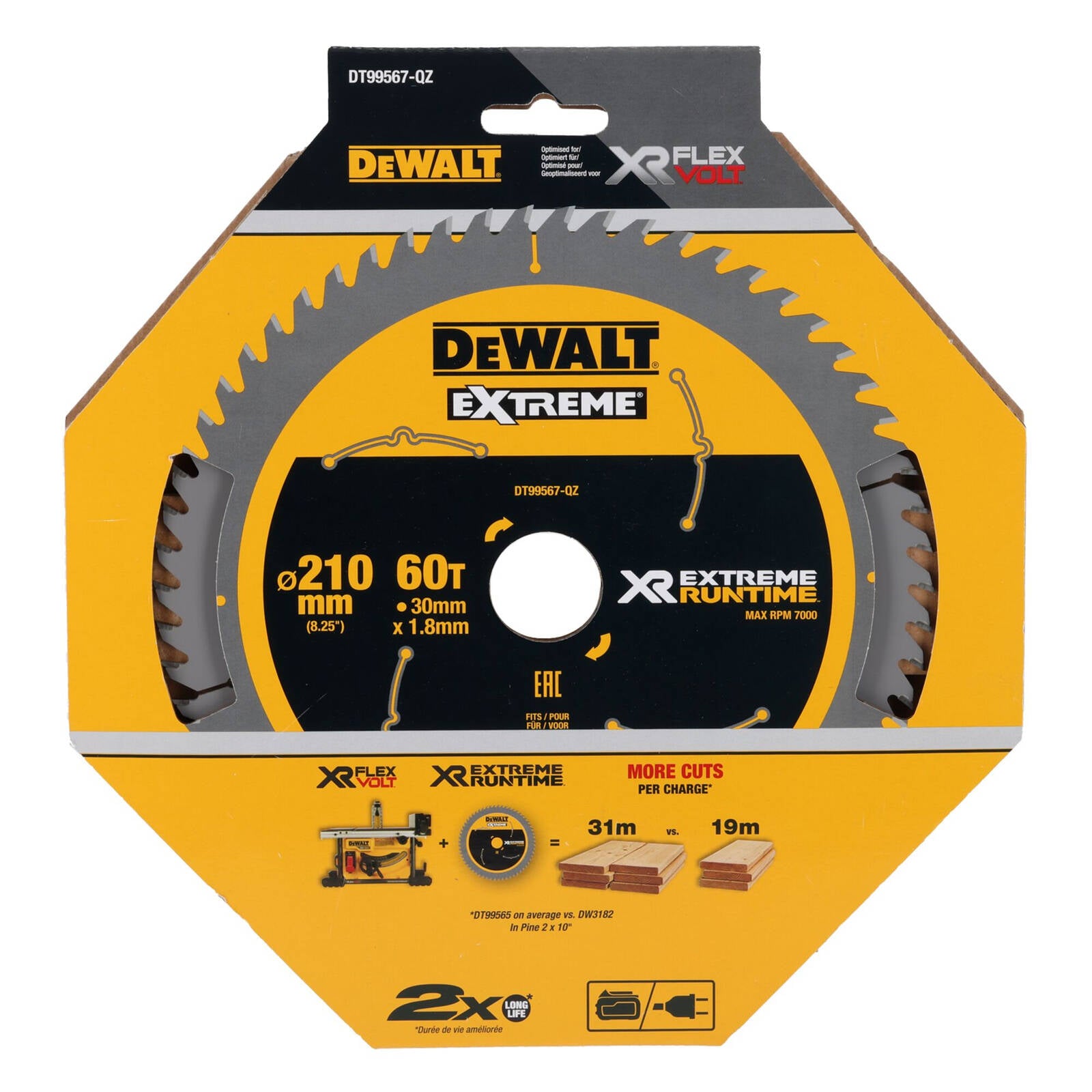 DeWALT 210mm 60T Extreme Runtime Circular Saw Blade DT99567-QZ