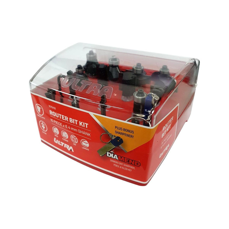 Ultra Router Bit Set - 15 Piece - 6.4mm Tungsten Carbide - Durable - SuperSaverAU - view 1