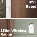 Arlec Wireless Door Chime - 150m Range - White - Kinetic Push Button - SuperSaverAU - view 2