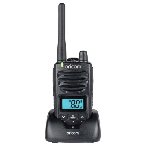 Oricom 5W waterproof handheld UHF CB radio - IP67 rating, 80 channels, 2600mAh battery - DTX600