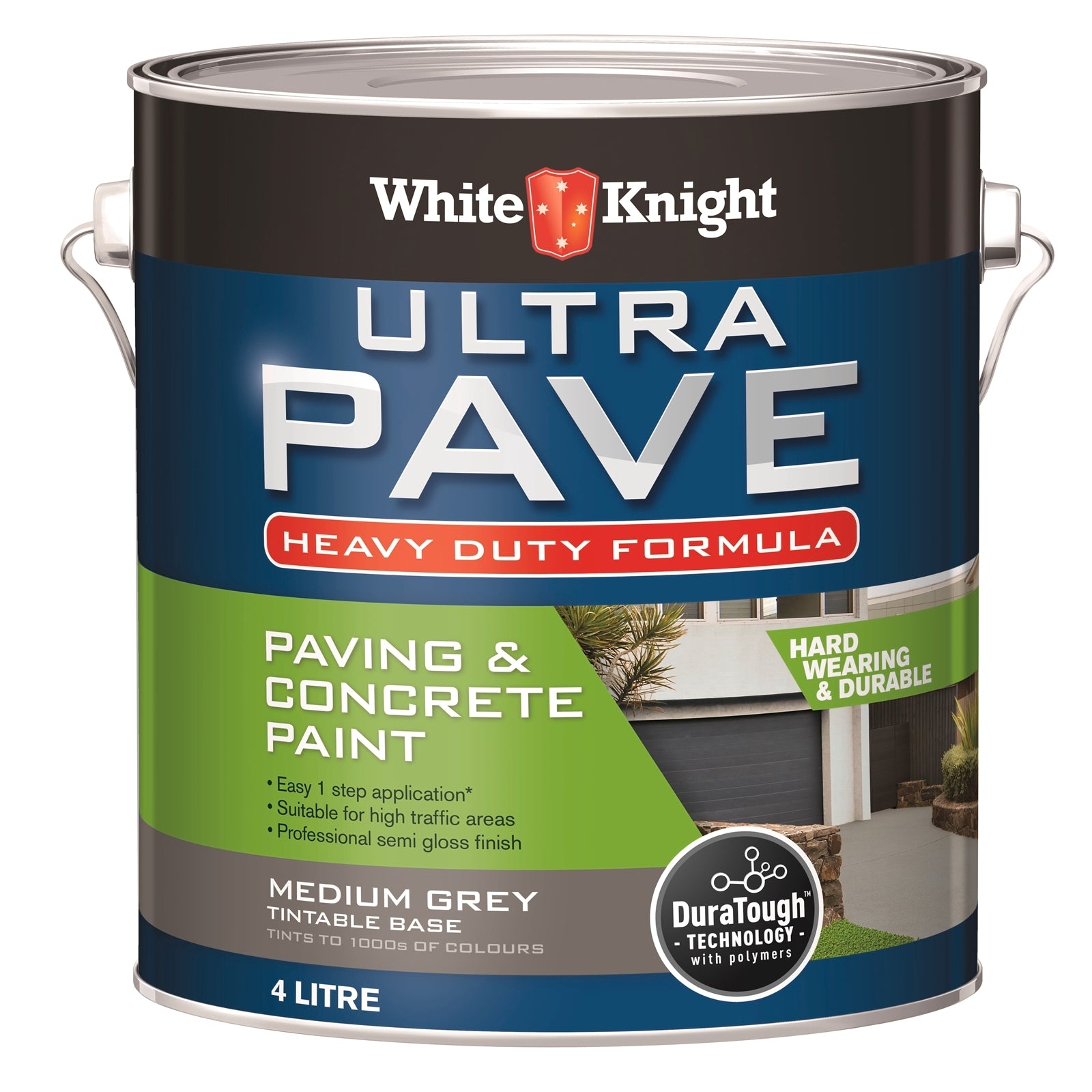 White Knight Ultra Pave 4L Medium Grey Heavy Duty Garage Floor Paint - UV Resistant, 16m2/L
