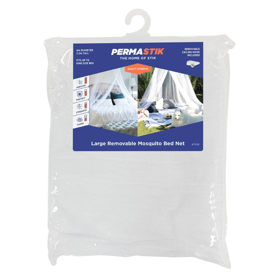 Permastik Large Mosquito Bed Net Kit - Fits King Beds - 2.5m Height - White - SuperSaverAU - view 1