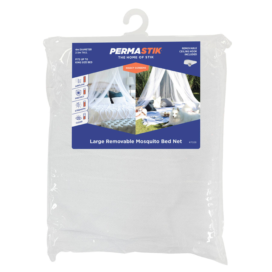 Permastik Large Mosquito Bed Net Kit White Polyester