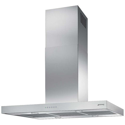 Smeg 90cm Island Rangehood - 820m³/h, 4 Fan Speeds - Stainless Steel, LED Lighting - SHI970X