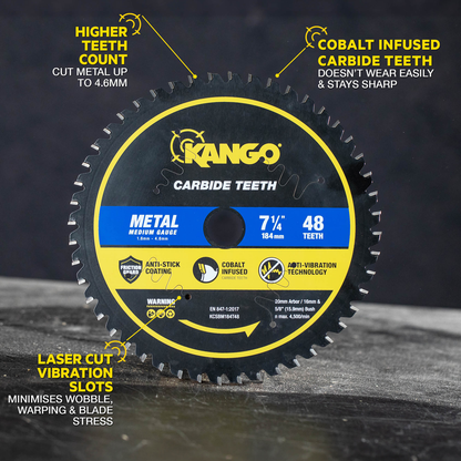 Kango 184mm 48T Metal Circular Saw Blade - Durable Cobalt Carbide - Precision Cuts