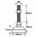 Richmond 40mm x M8 Zinc Plated Nylon Ball Jointed Levelling Foot 2 Pack