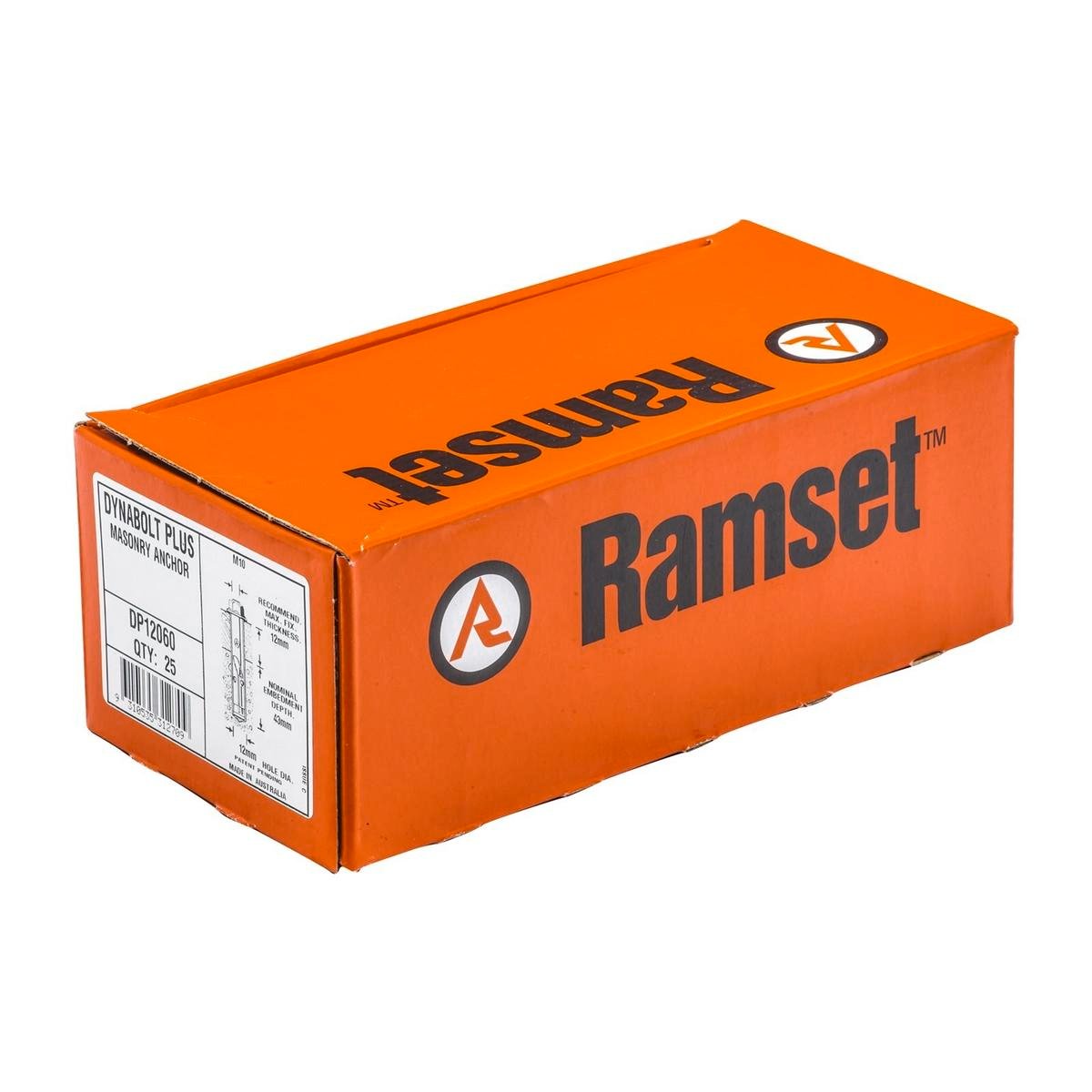 Ramset DynaBolt Plus 12mm x 60mm Masonry Anchor Gold Steel 25 Pack - SuperSaverAU - view 1