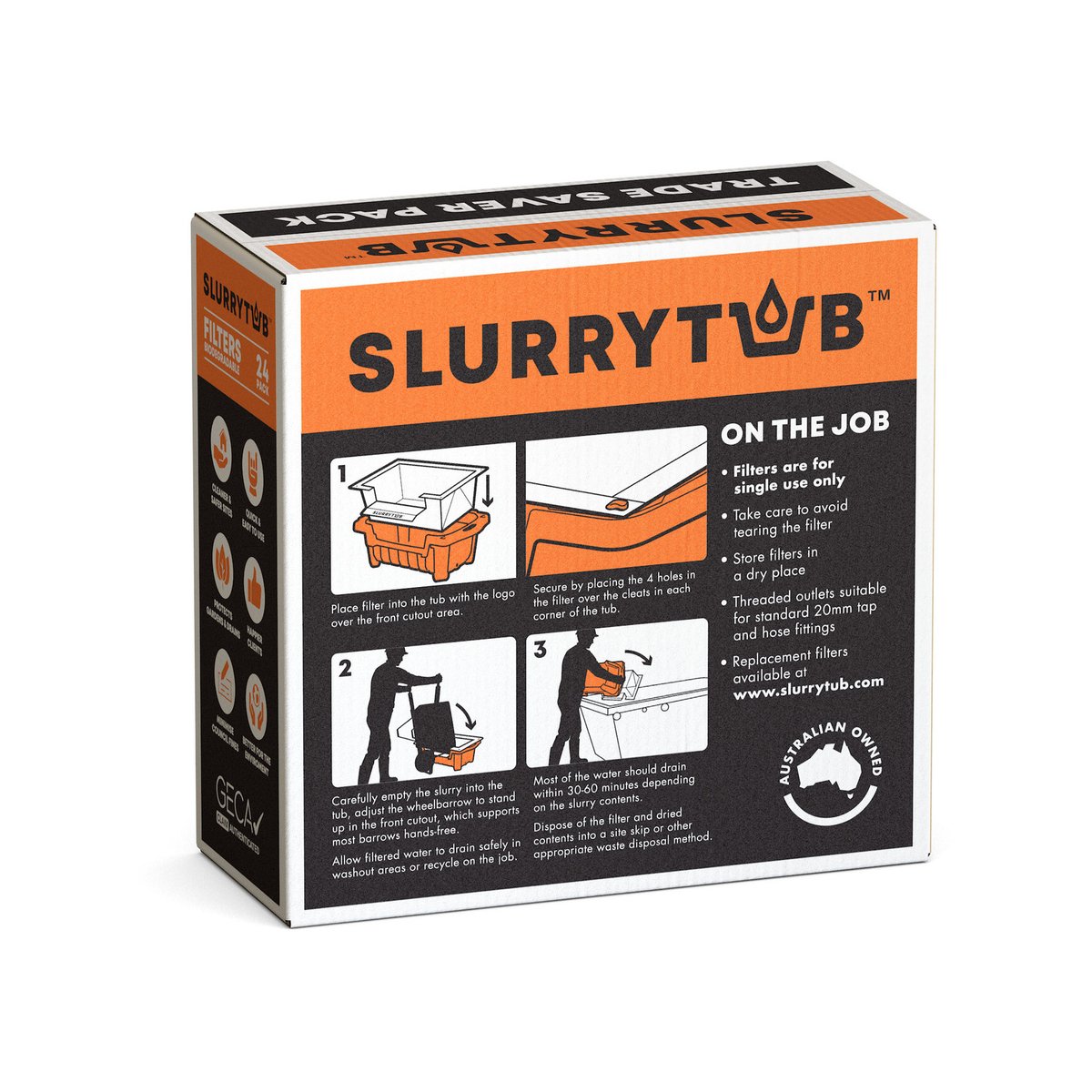 Slurrytub Cement Washout Filter 24 Pack - 360mm x 360mm x 150mm - Low Micron - SuperSaverAU - view 2