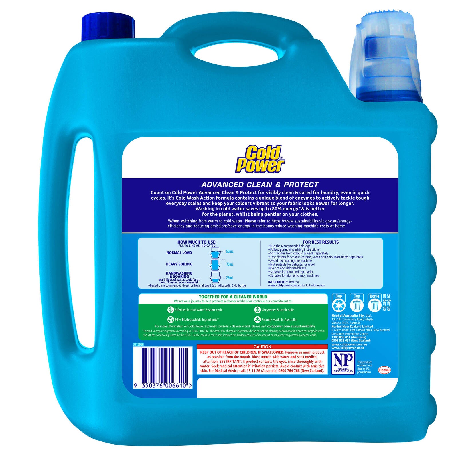 Cold Power Advanced Clean Liquid Laundry Detergent 5.4L