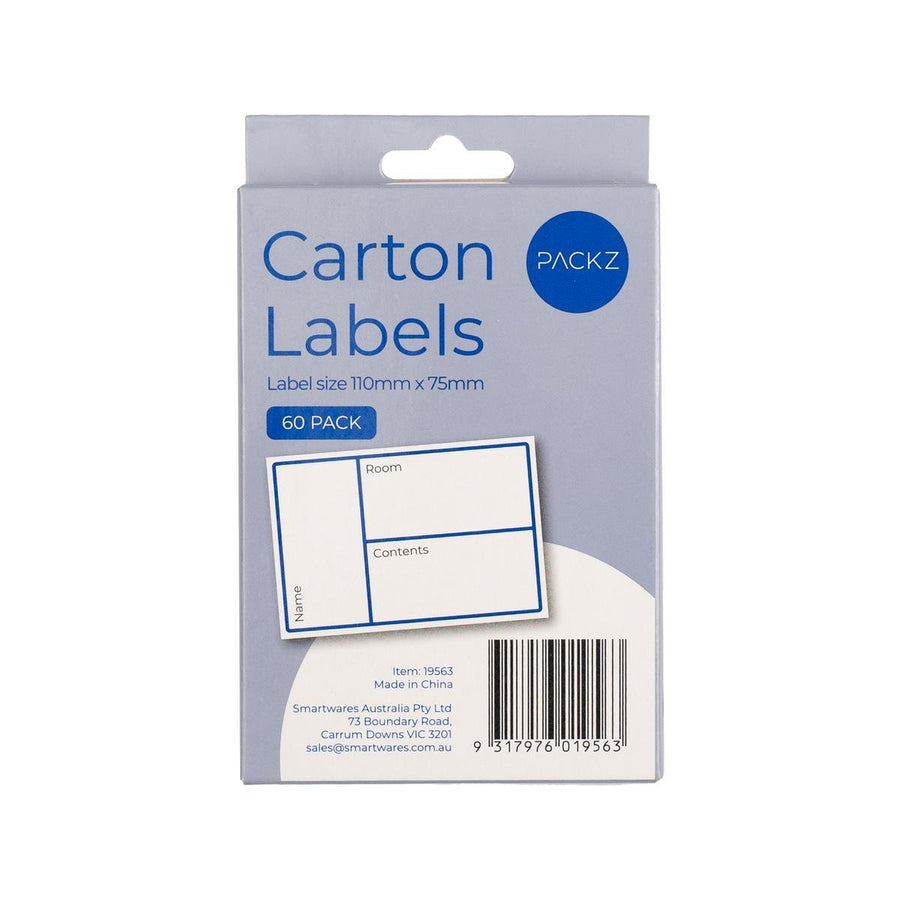 Packz Carton Labels - 110 x 75mm - 60 Pack - Strong Adhesive - Easy Application - SuperSaverAU - view 1