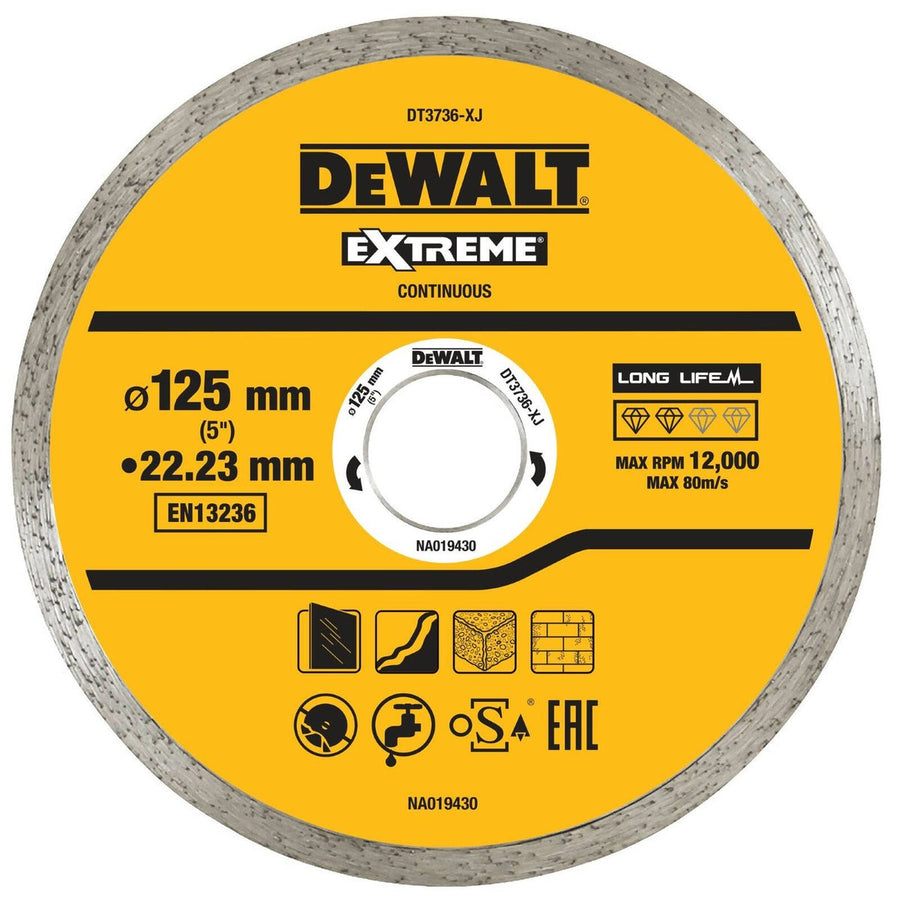 Dewalt Diamond Wheel Blade - 125mm - Continuous Rim - Durable Cutting Tool - SuperSaverAU - view 1