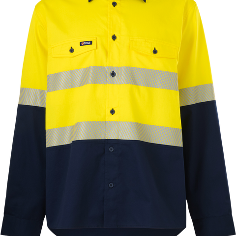 Citeco Hi Vis Long Sleeve Taped Shirt - Size L - Yellow/Navy - Durable Comfort - SuperSaverAU - view 1