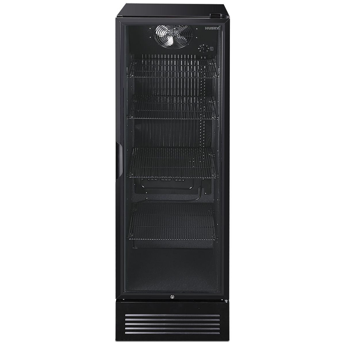 Husky 435L Home Bar Drinks Chiller - Black, Single Glass Door, Low-E Glass, LED Lighting - C4HHMBBKAU