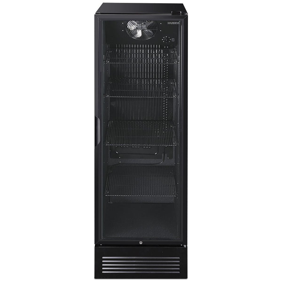 Husky 435L Home Bar Drinks Chiller - Black, Single Glass Door, Low-E Glass, LED Lighting - C4HHMBBKAU
