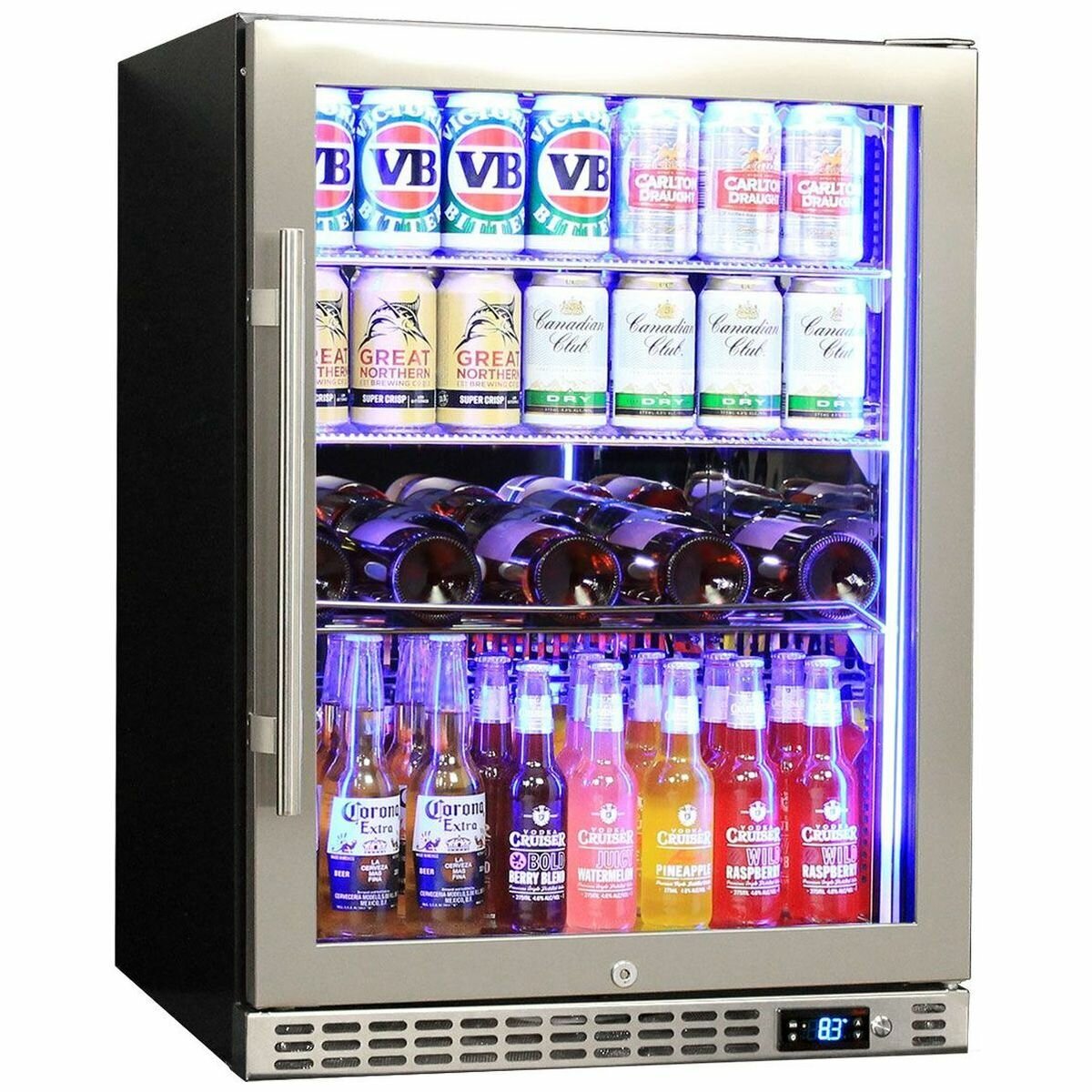 Schmick 140L Under Bench Heated Glass Bar Fridge - Matte Black, Triple Glazed, Right Hinged - SK156R-HD