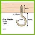 Everhang Cup Hooks - 7mm - Brass Plated - 25 Pack - SuperSaverAU - view 4