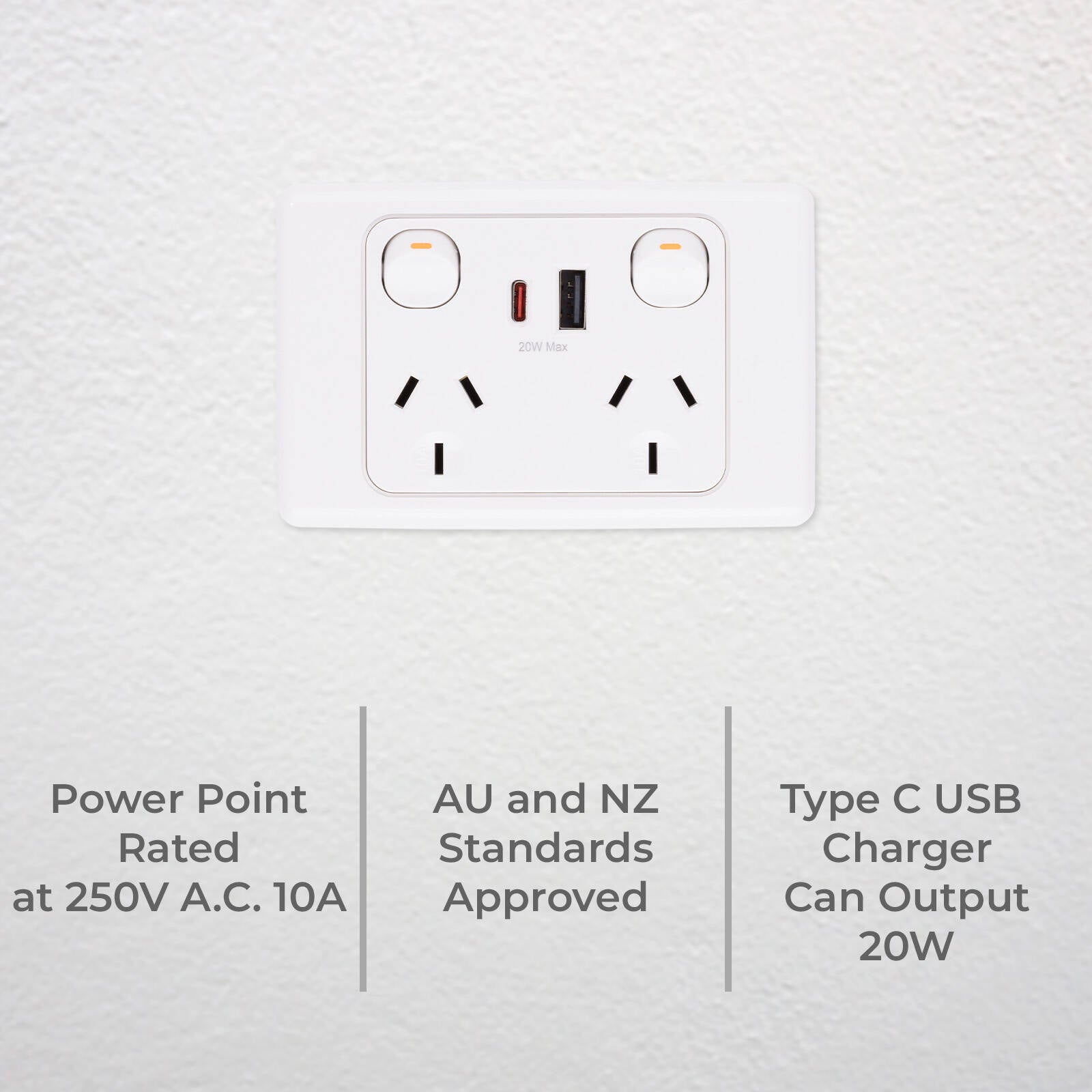 DETA 6000 Double Power Point with USB-A & USB-C Indoor