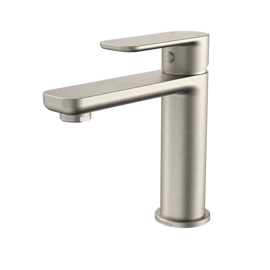 Caroma Luna Basin Mixer Brushed Nickel Lead Free Brass WELS 6 Star 4.5L/min