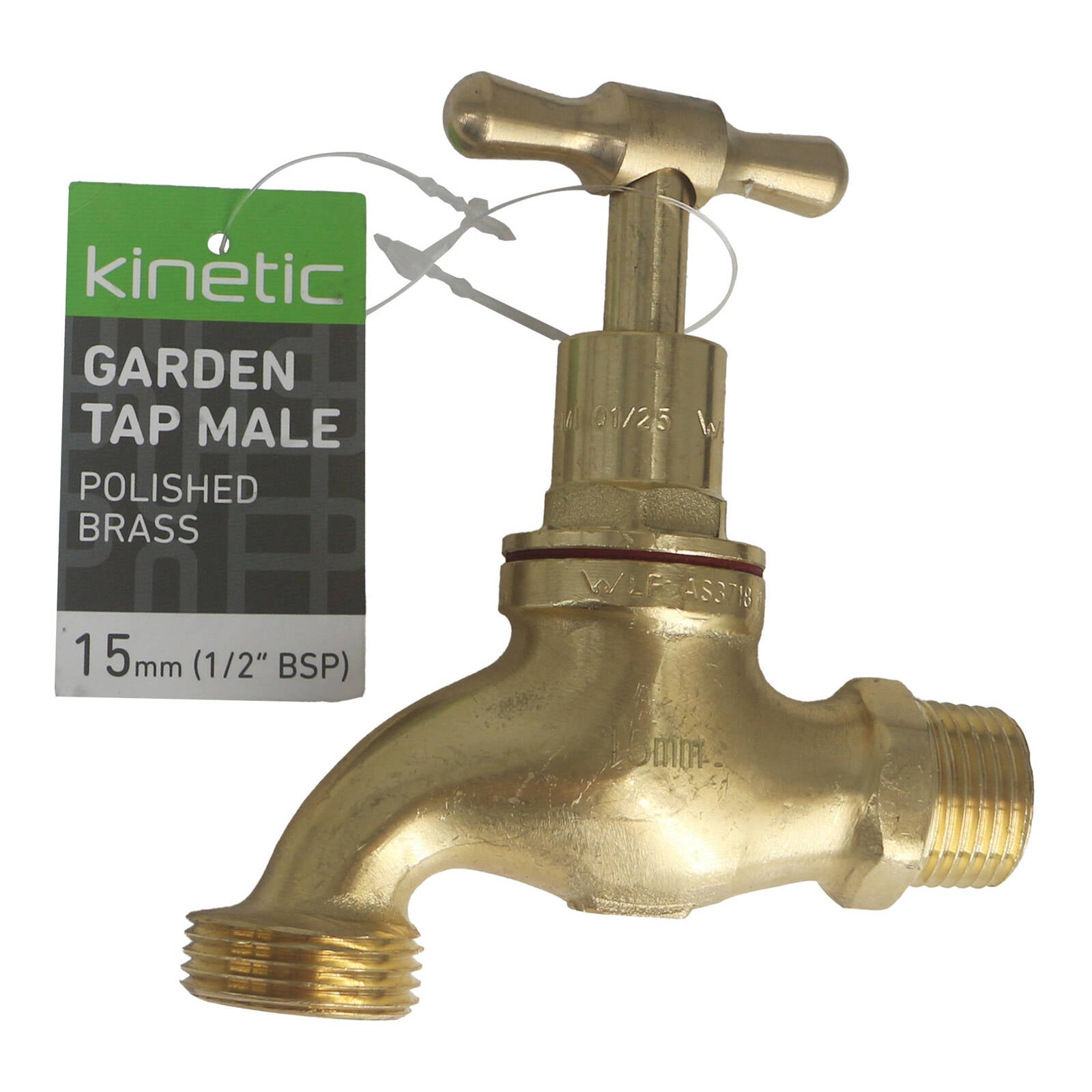 Kinetic 15mm Polished Brass Garden Tap Lead Free Indoor Outdoor