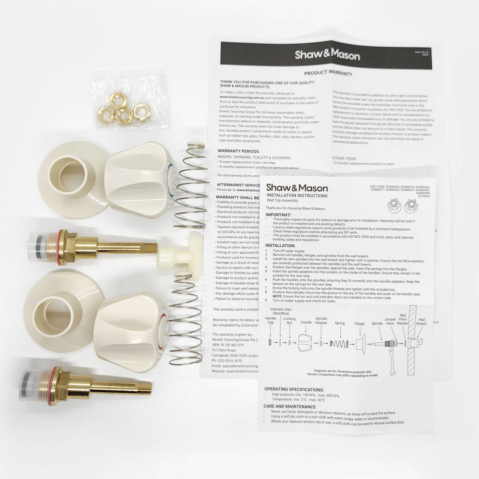 Shaw & Mason Ivory Wall Top Assembly with Handles, ABS Plastic