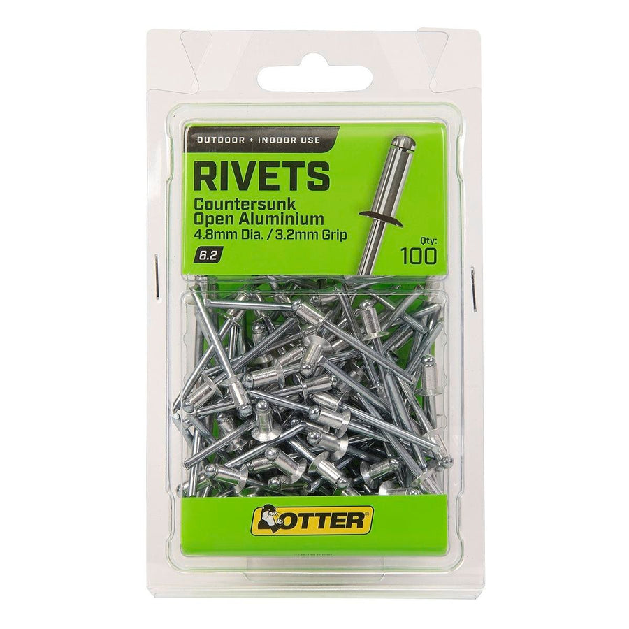 Otter Countersunk Aluminium Rivets 4.8 x 3.2mm - 100 Pack - Durable & Corrosion Resistant - SuperSaverAU - view 1