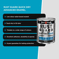 White Knight Rust Guard 1L Black Satin Quick Dry Advanced Enamel Paint, UV Resistant