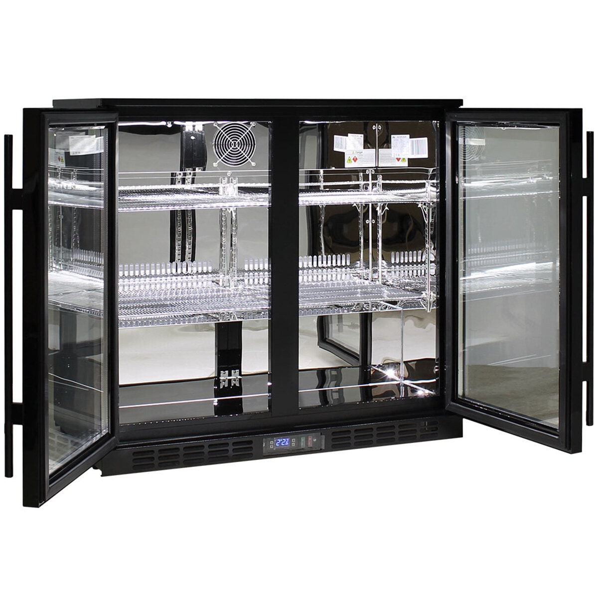 Rhino 208L Double Door Beverage Centre - Black, LED Display, Lockable Doors - SG2H-B