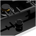 Omega 90cm Natural Gas Cooktop - Black Ceramic Glass, Five Burners, Wok Burner, Brass Burners - OCGG905WB