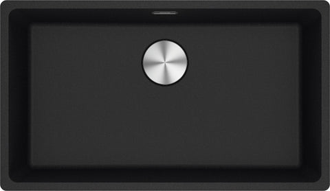 Franke Maris Single Bowl Flush Mount Sink - Matte Black Fragranite, Hidden Overflow - MRG210-72ON-B