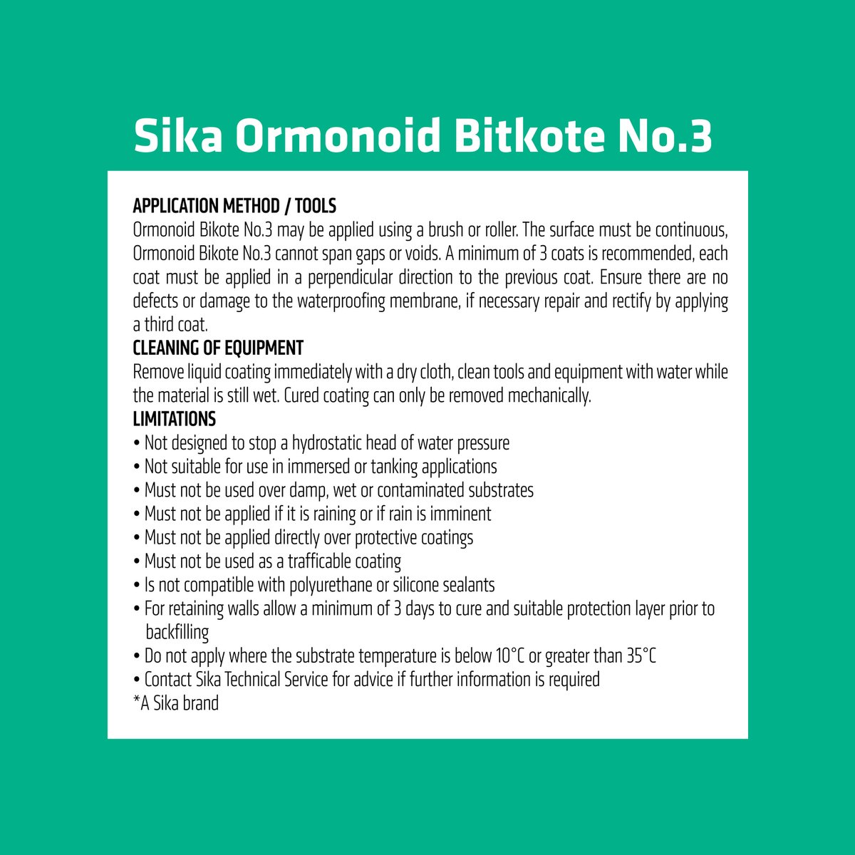 Sika Ormonoid Bitkote No 3 Waterproof Compound 1L - Water Based - Fast Drying - SuperSaverAU - view 5