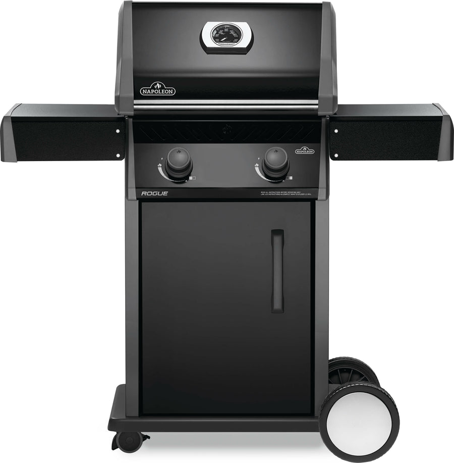 Napoleon Rogue 2 Burner LPG BBQ - Dual-Level Sear Plates - Wave Cast Iron Cooking Grids - Black - R365PK-1-AU