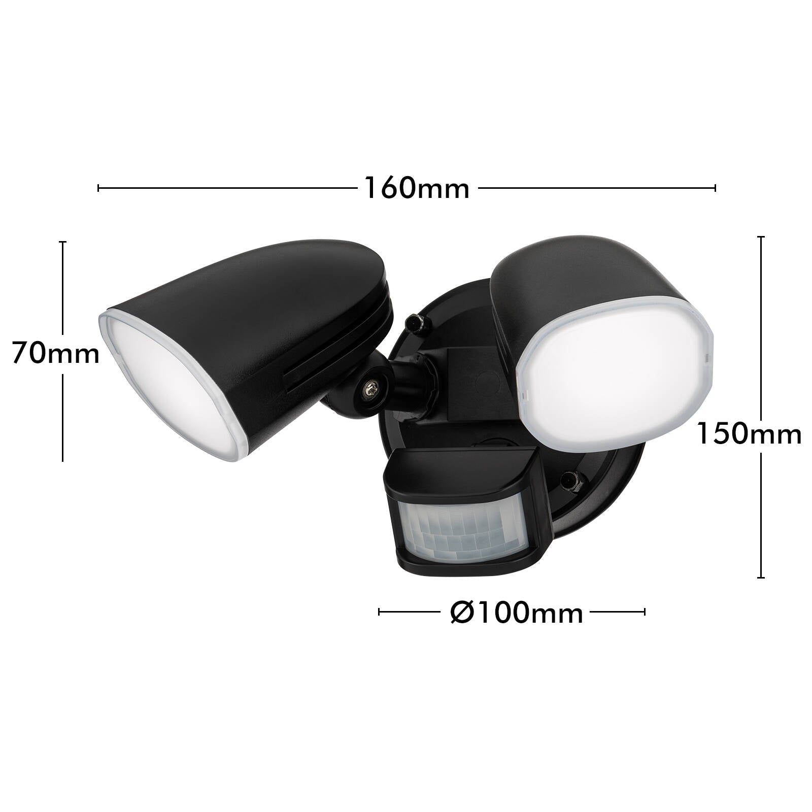 Arlec DIY Twinhead Tricolour 19W LED Security Sensor Floodlight Black MAL081