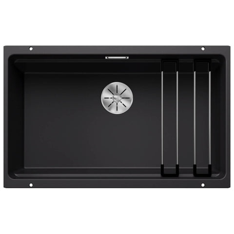 Blanco Etagon 700-U single bowl undermount sink - SILGRANIT black, Etagon rails, InFino drain - 528005