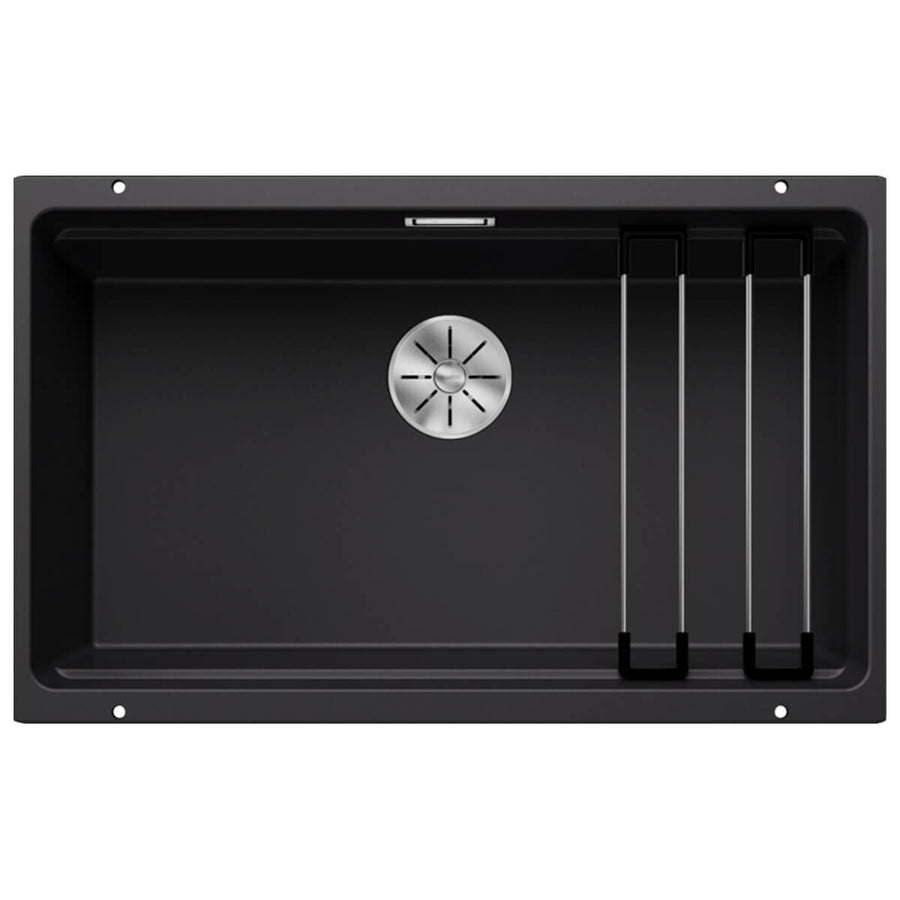 Blanco Etagon 700-U single bowl undermount sink - SILGRANIT black, Etagon rails, InFino drain - 528005