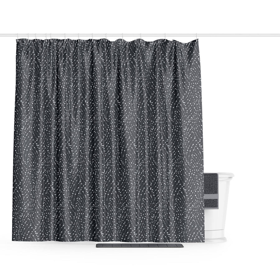 Barelli Long Drop Midnight Mist Polyester Shower Curtain 210 x 180cm 12 Rings