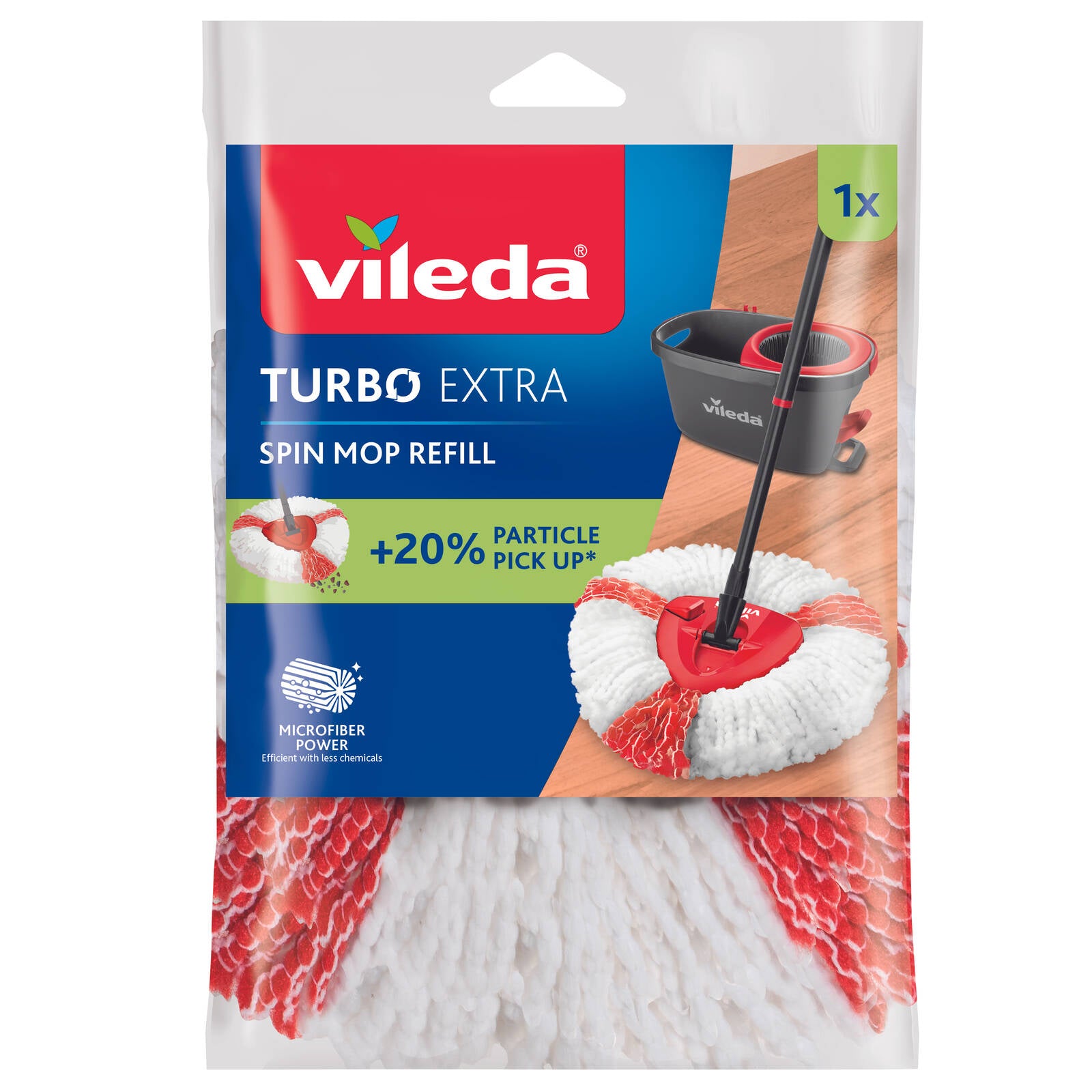 Vileda Easy Wring and Clean Spin Mop Refill, 100% Microfibre Triangular Head, Machine Washable