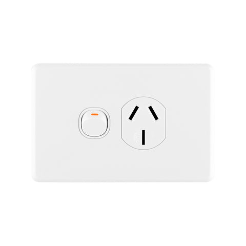 DETA X6 20A Single Power Point, White Polycarbonate, 250V, Clip-On Cover (6250B)
