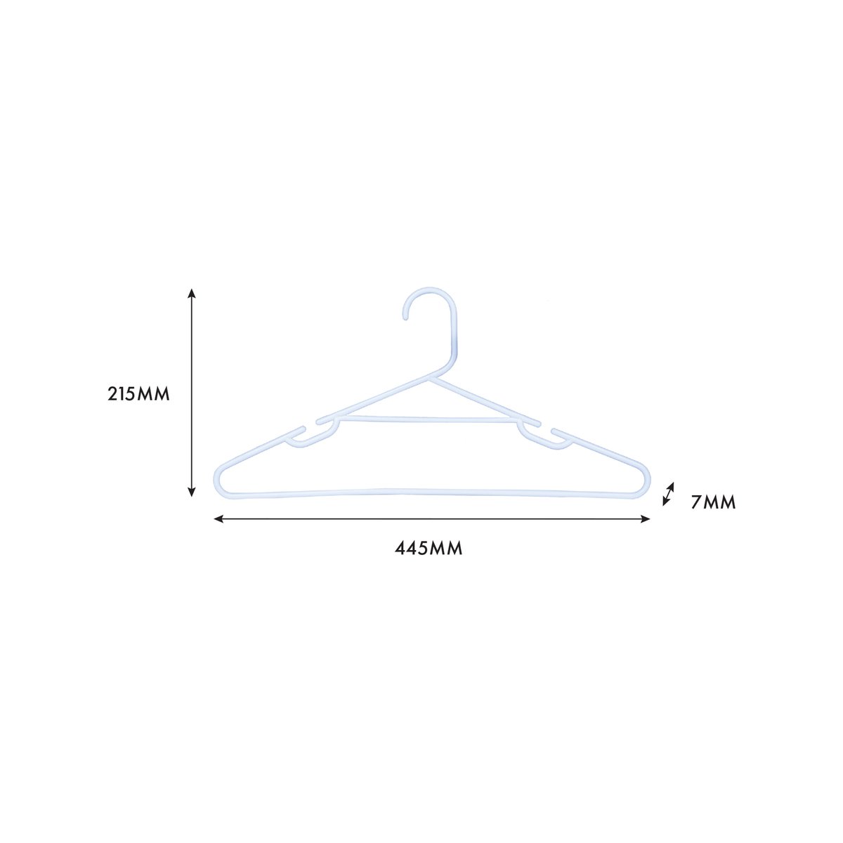 All Set White Plastic Tube Clothes Hangers 10 Pack - 445mm x 215mm - Anti-Slip