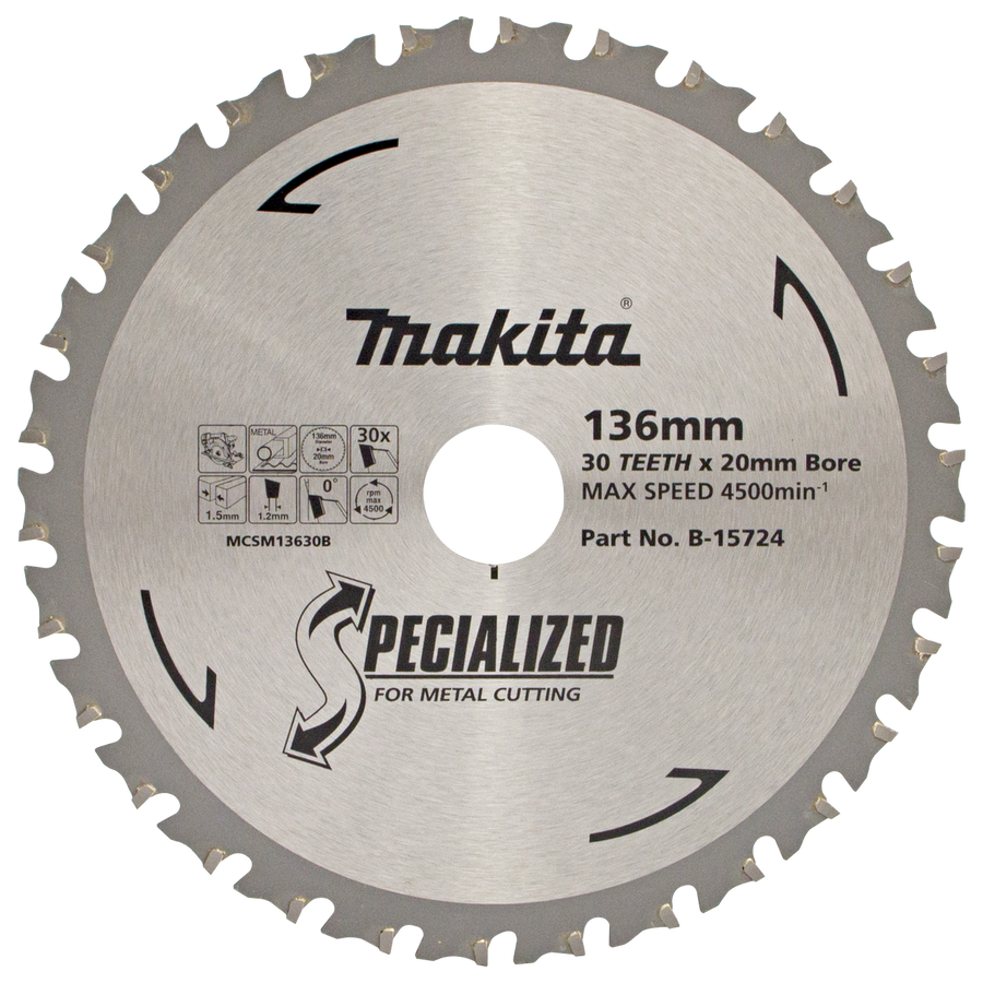 Makita Circular Saw Blade 136x20mm 30t Metal Fast Clean Cutting - SuperSaverAU - view 1