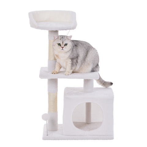 Happy Tails 2 Tier Cat Playhouse Tower - 86cm - Multi-Level with Scratching Posts - SuperSaverAU - view 2