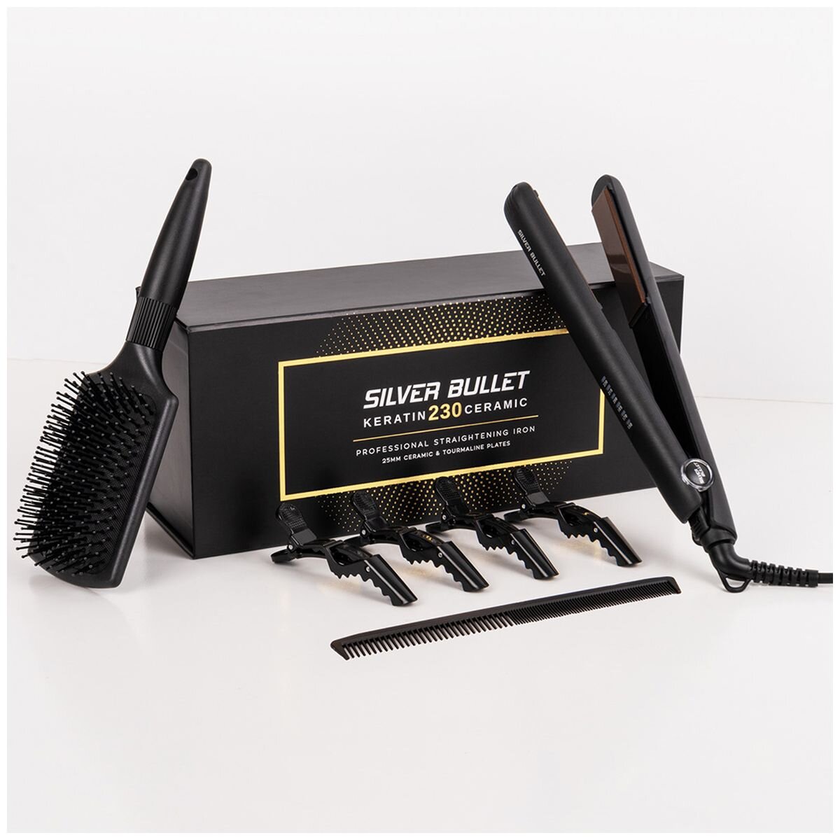 Silver Bullet Keratin 230 ceramic tourmaline digital straightener - 25mm floating plates - 900499