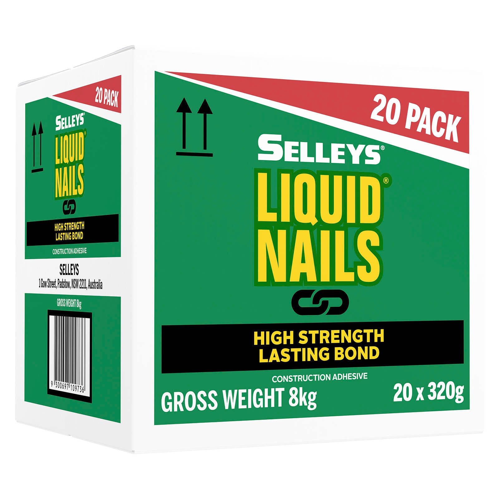 Selleys Liquid Nails Original Construction Adhesive 320g - 20 Pack, Paintable Multi-Purpose Bond