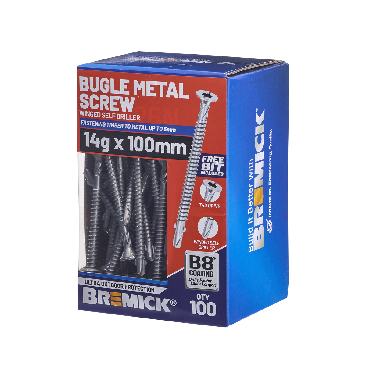 Bremick Metal Bugle Screw 14g x 100 - T40 - B8 Coating - 5mm Fastening - SuperSaverAU - view 1
