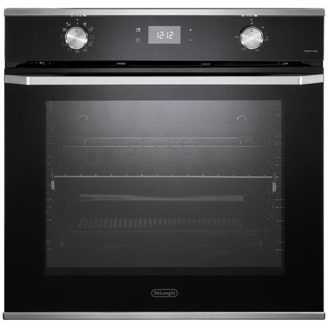 DeLonghi 60cm Multifunction Built-In Oven - 85L, Air Fry, Easy Steam, Black Glass - NSM11NL